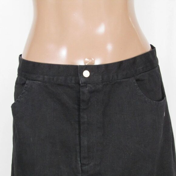 NEW BYRD Women’s Delle Maxi Skirt Black Size L Denim Flare Hem Fringe Detail - Picture 7 of 8